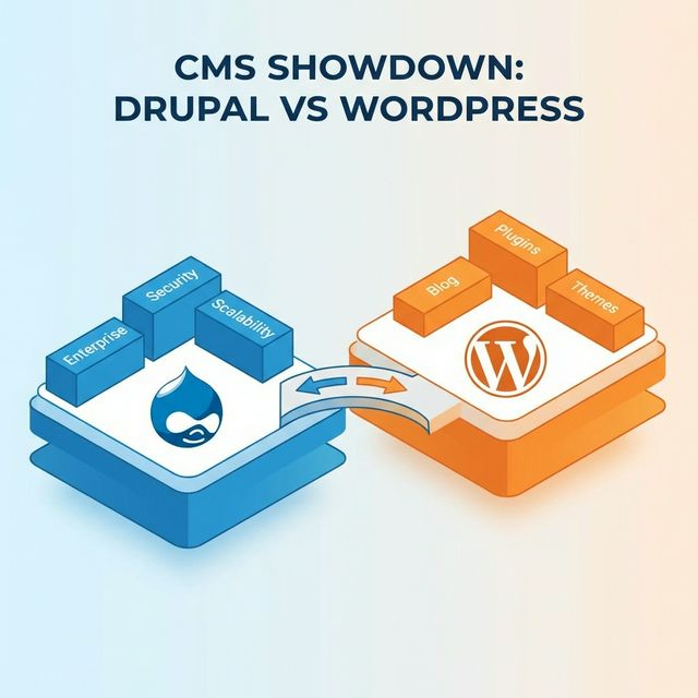 Comparison illustration between Drupal and WordPress CMS